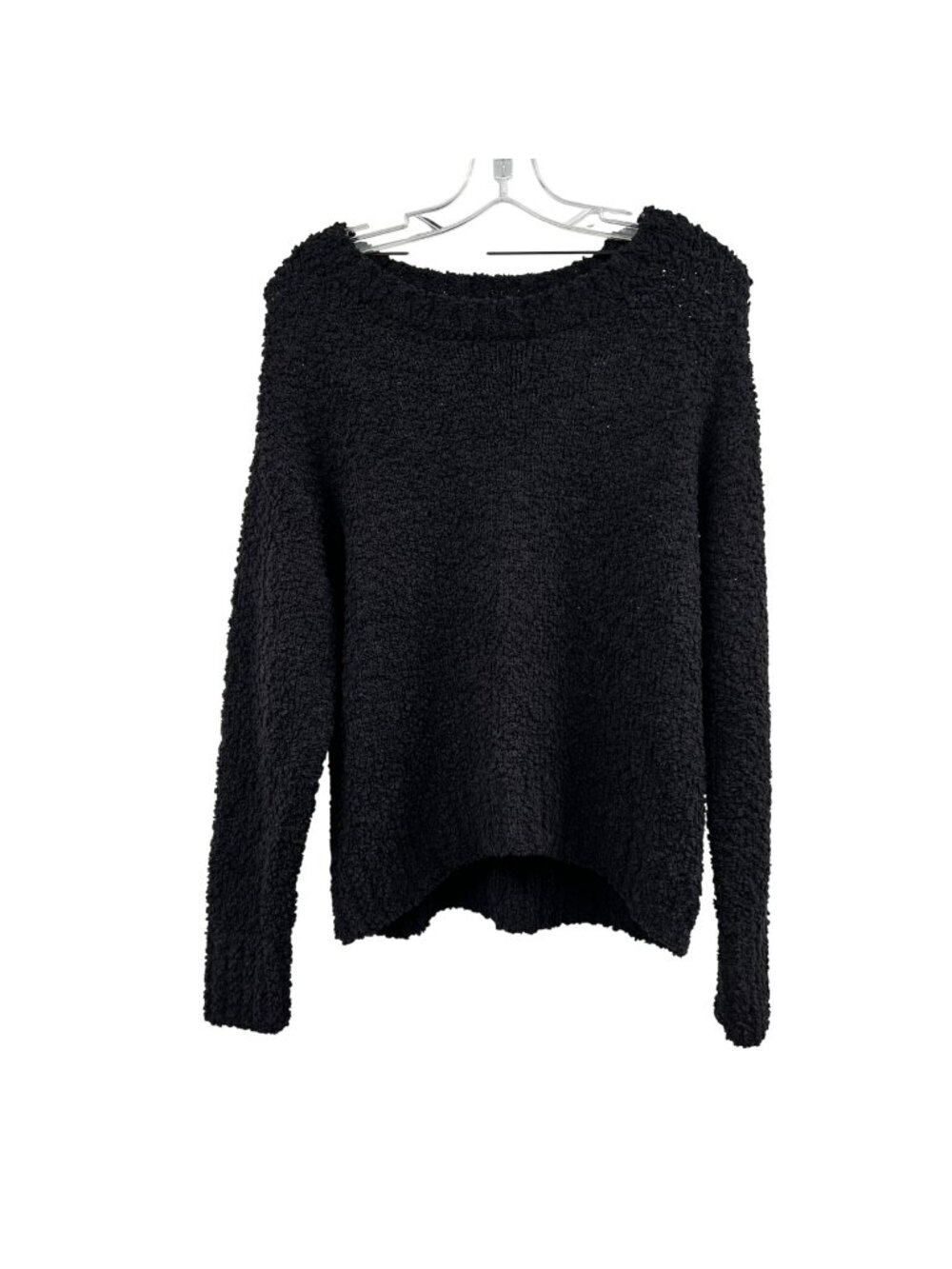 Social Standard Womens Fuzzy Knit Sweater Long Sleeve Black Size Medium